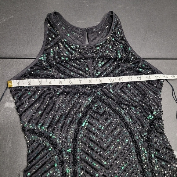Aidon Mattox Black Beaded Sequin Sleeveless Cocktail Dress - Picture 10 of 12